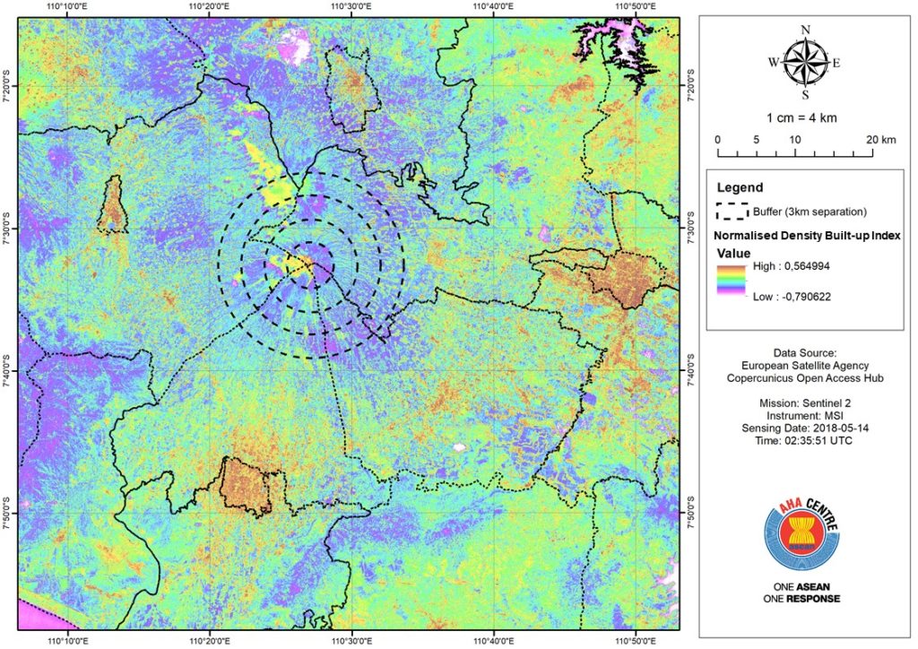 Processed satellite data: Merapi Volcano Phreatic Eruption, Central Java Province, Indonesia