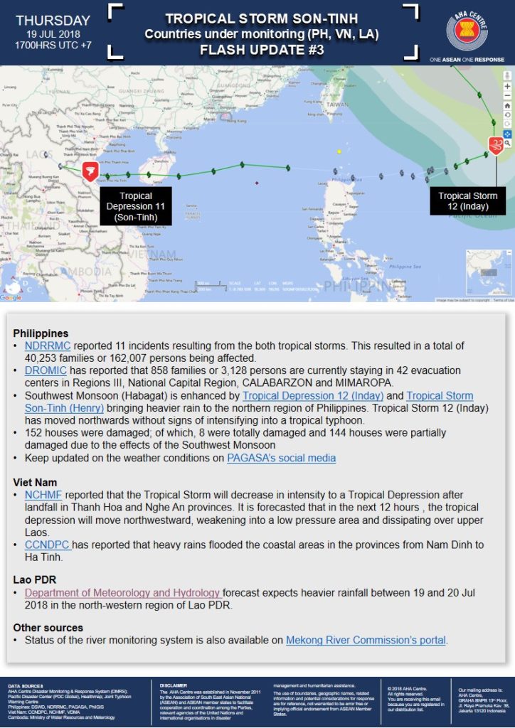 FLASH UPDATE: No. 03 - Tropical Storm Son-Tinh, Viet Nam