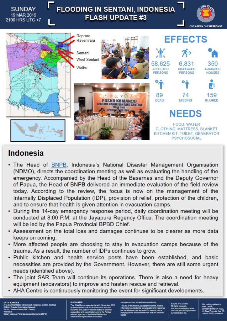 FLASH UPDATE: No. 03 - Flooding in Sentani, Indonesia - 19 March 2019