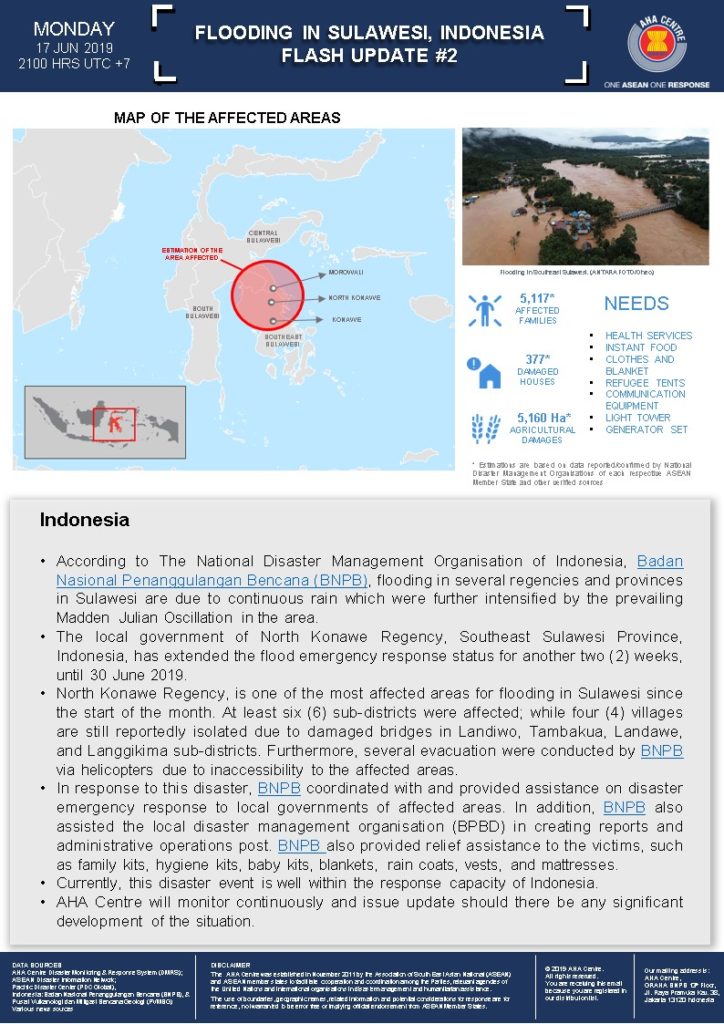 FLASH UPDATE: No. 02 - Flooding in Sulawesi, Indonesia - 17 Jun 2019