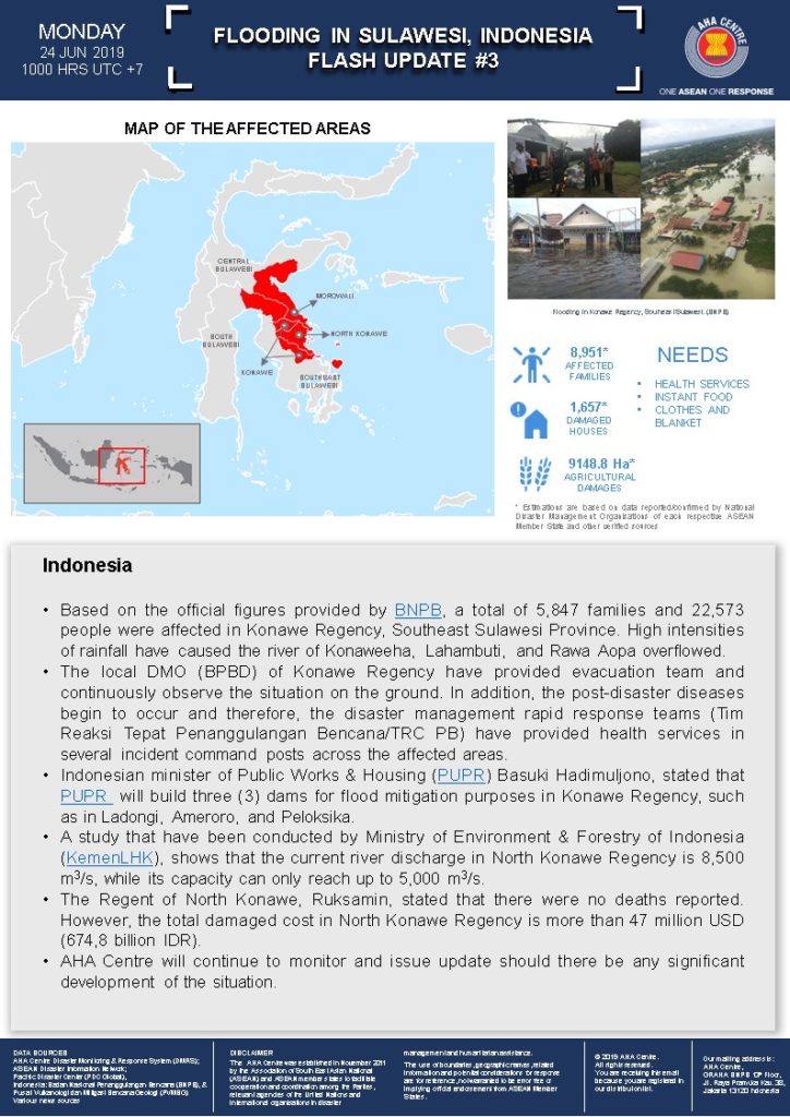 FLASH UPDATE: No. 03 - Flooding in Sulawesi, Indonesia - 24 Jun 2019