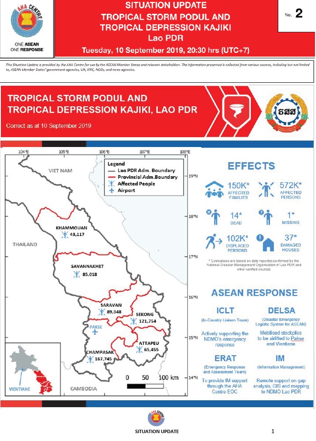 SITUATION UPDATE No. 2 - Tropical Storm PODUL and Tropical Depression KAJIKI - 10 Sep 2019