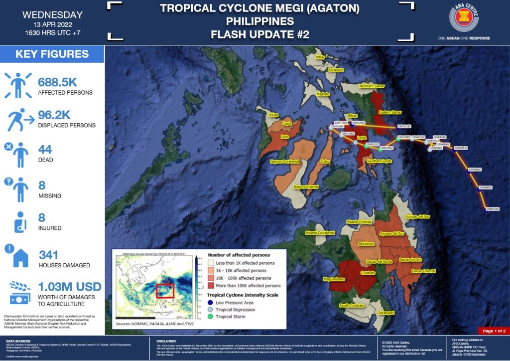 FLASH UPDATE: No. 02 – TROPICAL CYCLONE MEGI (Agaton), PHILIPPINES – 13 APRIL 2022