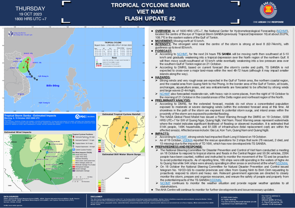 FLASH UPDATE: No. 02 – Tropical Cyclone SANBA – 19 October 2023